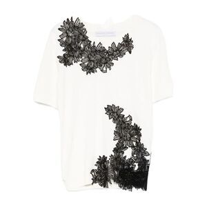 ERMANNO SCERVINO Women's High Neck Lace Detail Long Sleeve Top Women WHITE